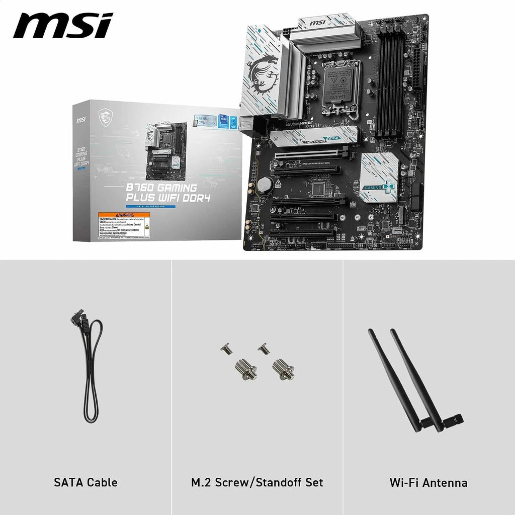 MSI PRO B760M-P DDR4 moderkort, Micro-ATX - Stöder Intel 12:e och 13:e generationens kärnprocessorer, LGA 1700 - DDR4 Memory Boost 4800+MHz/OC, PCIe 4.0 x16-kortplats, M.2 Gen4-kortplatser, olika