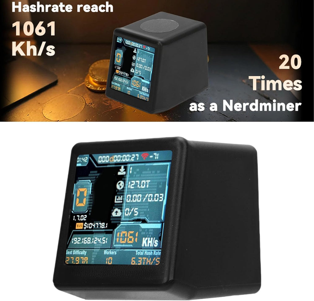 Fabater Bitcoin Miner, WiFi BT Smart Lucky BTC Miner med 1060KH/s Hashrate, 1,54 Tums Skärm, Lottery Miners Mining Machine USB Powered for Home