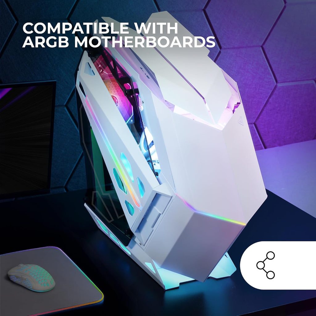 Mars Gaming MC-S1, ultrakompakt Micro-ATX PC-fodral, ARGB frontbelysning 12 lägen, FRGB-fläkt, spelfodral för helsidofönster, stöder vätskekylare upp till 120 mm, rosa