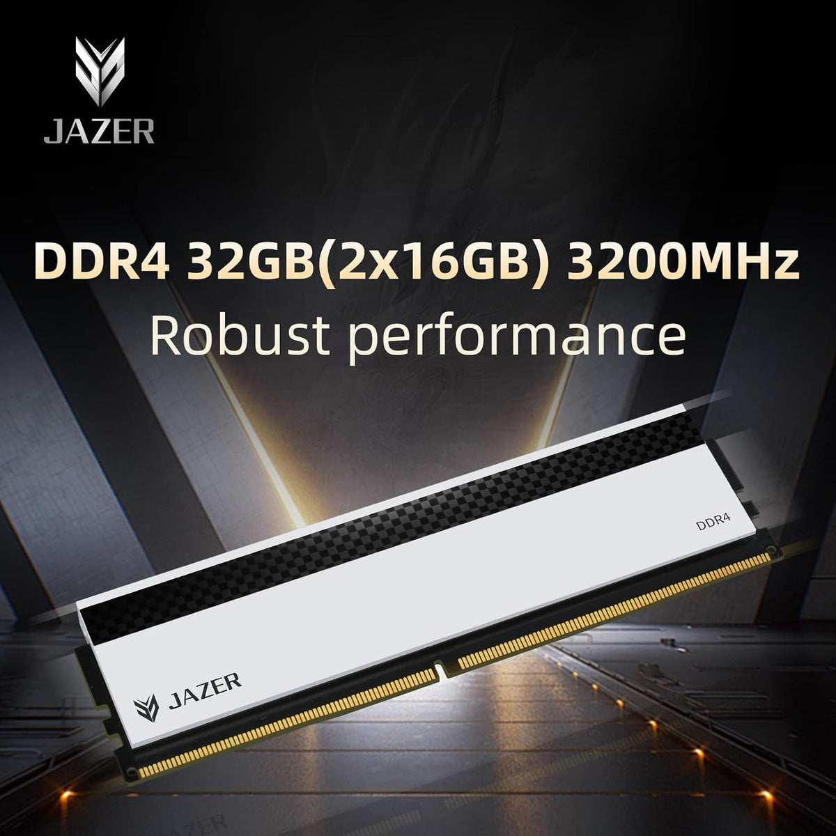JAZER DDR4 RAM 32GB (2x16GB) 3200MHz CL18, XMP 2.0 Övertaktning, 1.35V UDIMM Desktop-minne, högpresterande gaming-arbetarminne