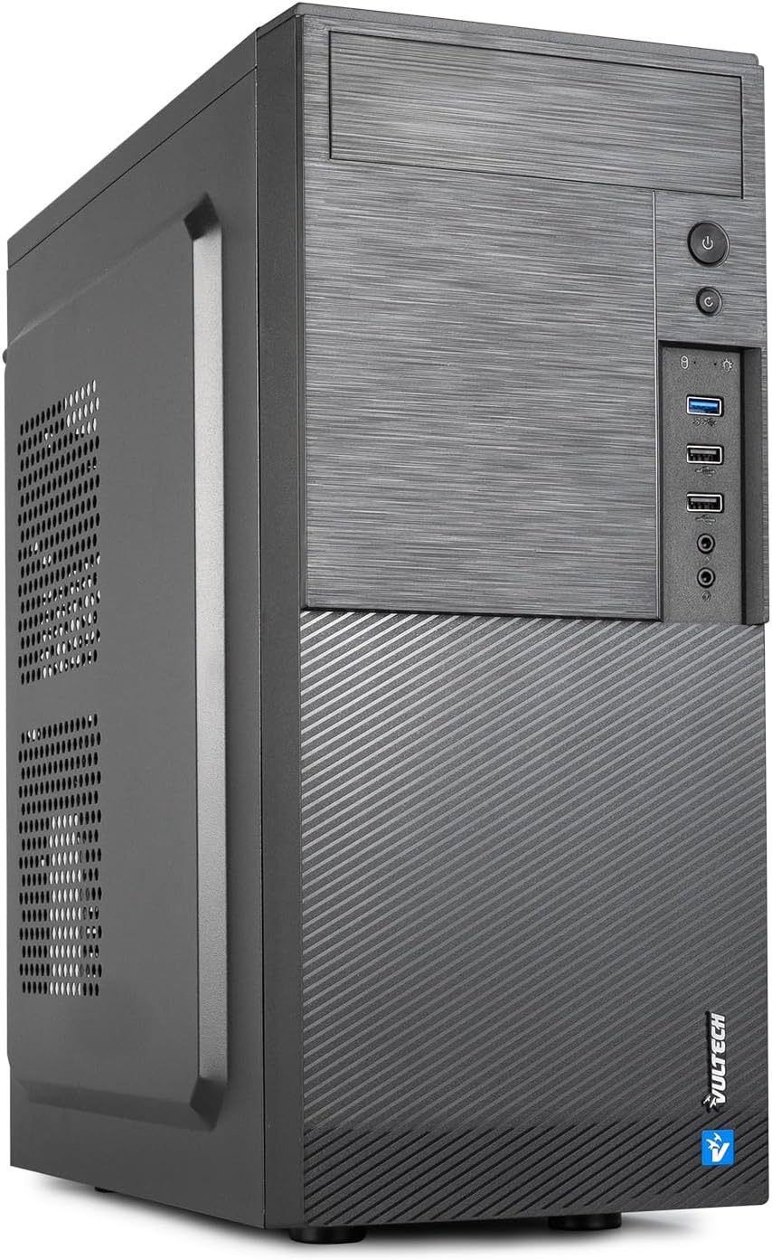 Fodral Vultech ATX VCO-A1699P Rev. 2.2 med 500 W strömförsörjning, kompakt datorfodral, 1 x USB 3.0, 2 x USB 2.0 svart