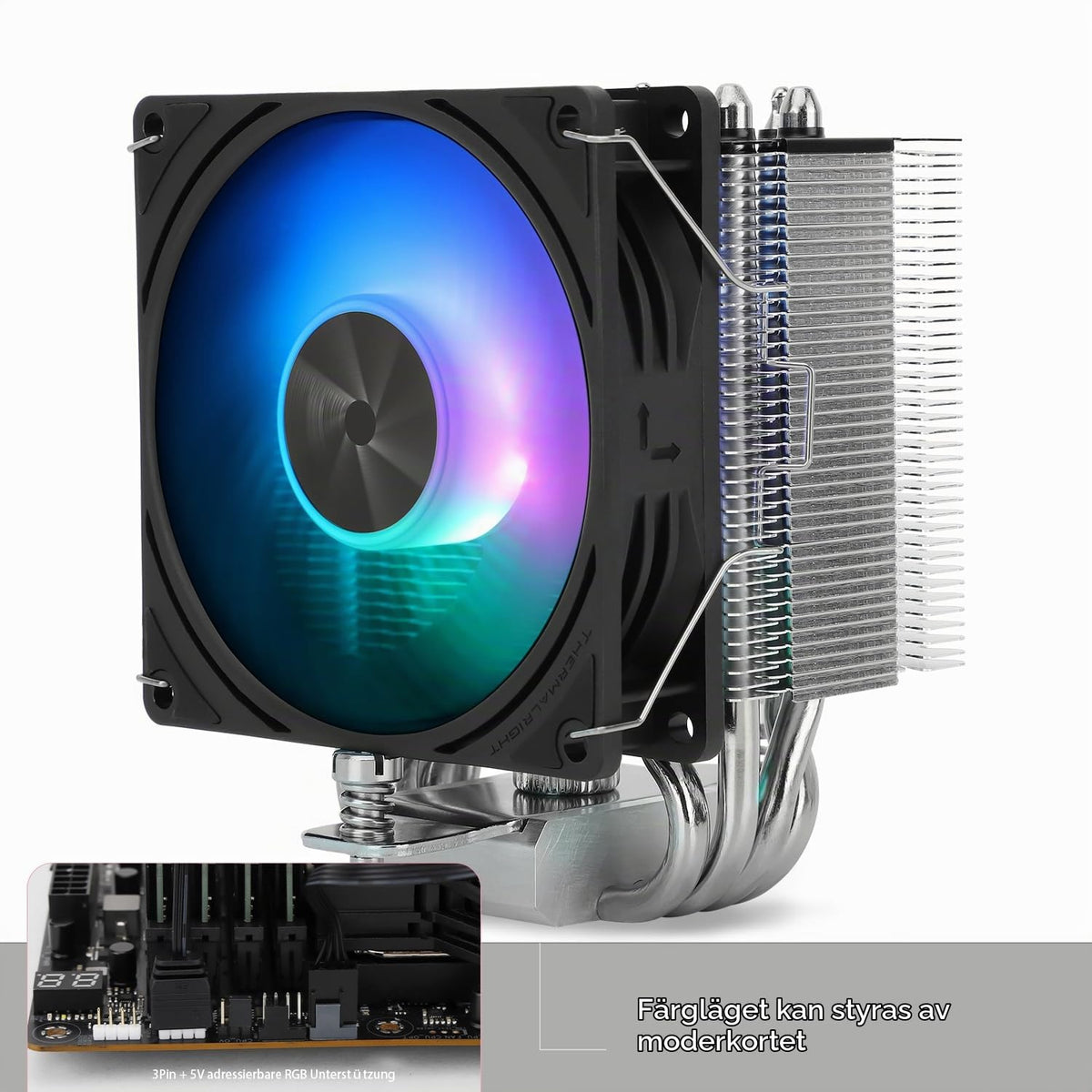 Thermalright Assassin X 90 SE ARGB CPU-luftkylare med 4 värmerör, TL-P9-S PWM ARGB-fläkt, datorkylfläns/processorkylare, AGHP 4.0-teknik, för AMD AM4 AM5/Intel LGA 1150/1151/1200/1700 (AX90 SE ARGB)