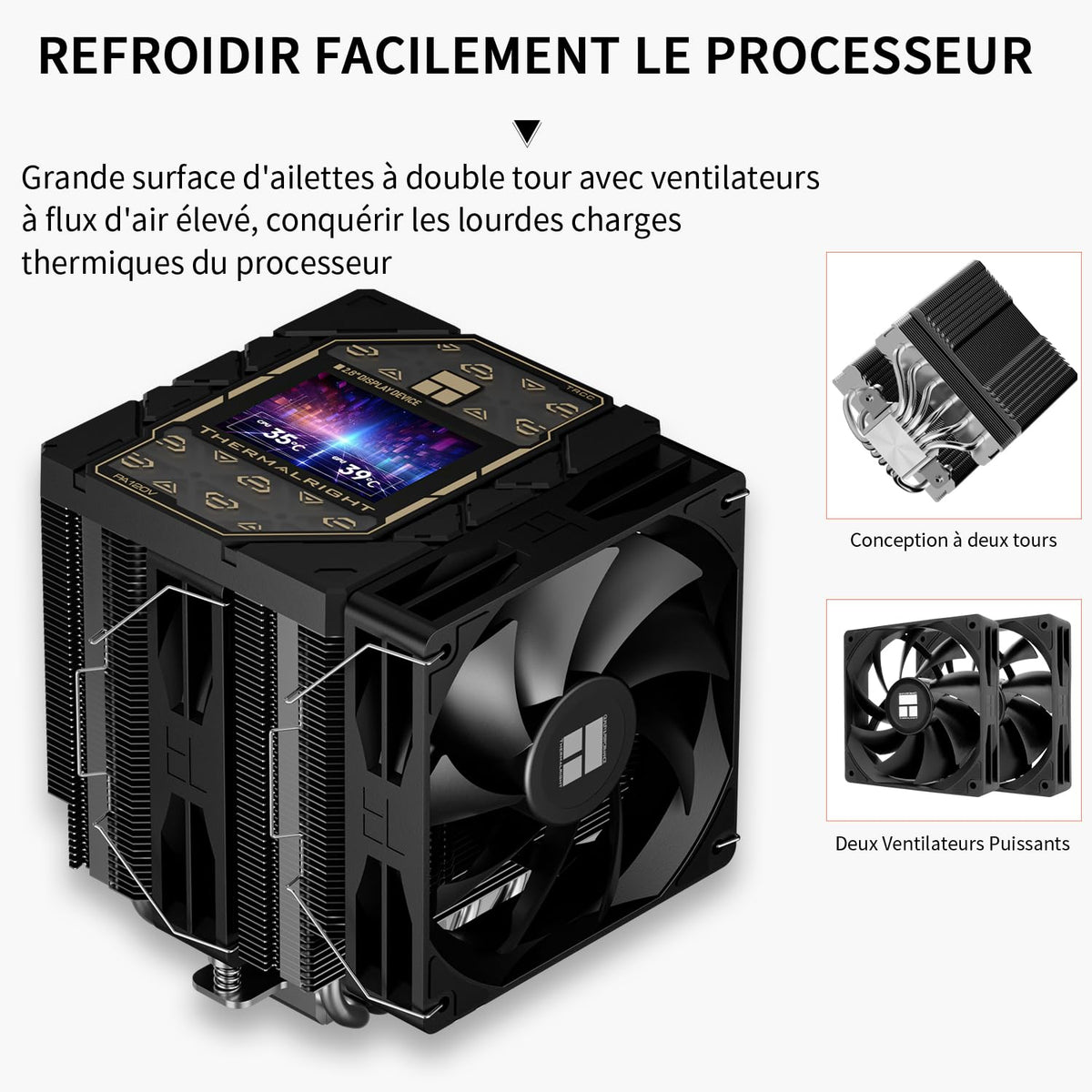 Thermalright Peerless Assassin 120 Vision ARGB svart CPU-kylare, PC-kylning med 6 värmerör, 2,8-tums magnetisk skärm (320 x 240 upplösning), för AMD AM4/AM5 och Intel LGA1700/1851