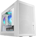 MARS GAMING MC-XPS, Ultrakompakt Gamingchassi MicroATX, Härdat Glas + Meshpaneler, FRGB 120mm Fläkt, Mesh Kylningsteknik, Dubbelt Stöd för PSU ATX och SFX, Mini-Tower PC USB-C, Vit