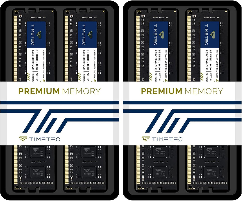 Timetec 16GB (2x8GB) DDR3L / DDR3 1600MHz PC3L-12800 / PC3-12800 Ingen ECC Obuffrad 1,35V / 1,5V CL11 2Rx8 Dual Rank 240 Pin UDIMM Stationär dator RAM-minne (SDRAM) uppgraderingsmodul