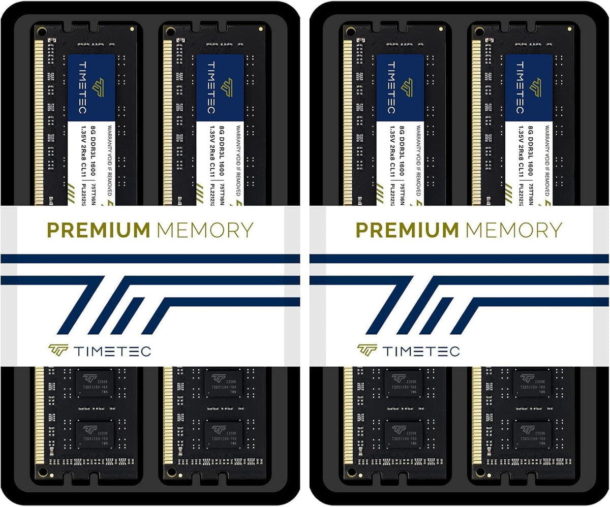 Timetec 16GB (2x8GB) DDR3L / DDR3 1600MHz PC3L-12800 / PC3-12800 Ingen ECC Obuffrad 1,35V / 1,5V CL11 2Rx8 Dual Rank 240 Pin UDIMM Stationär dator RAM-minne (SDRAM) uppgraderingsmodul