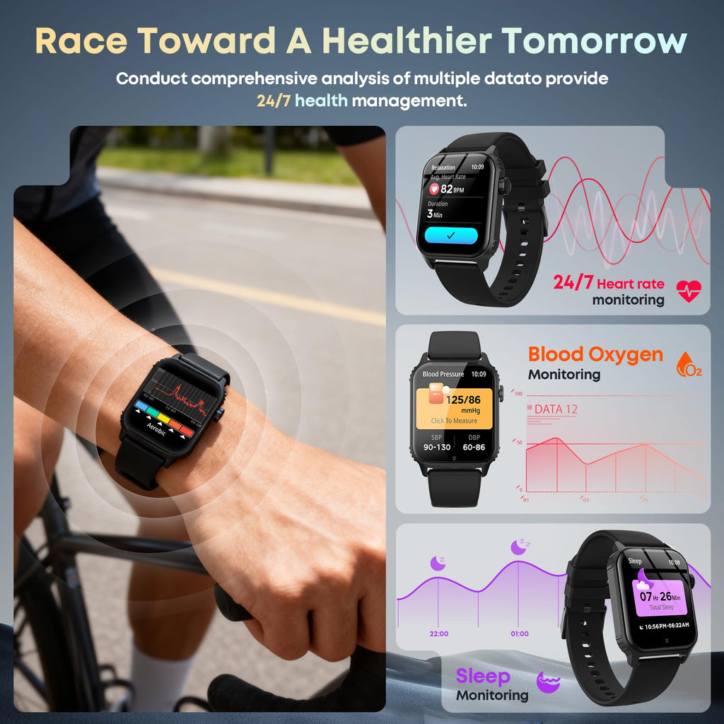 Smart Watch for Men, 120+ Sports Modes Smartwatch with 1.83" HD Touchsreen, Sleep Monitor, IP67 Waterproof, Bluetooth Call & Music Control Fitness Watch for iPhone/Android (Gray)
