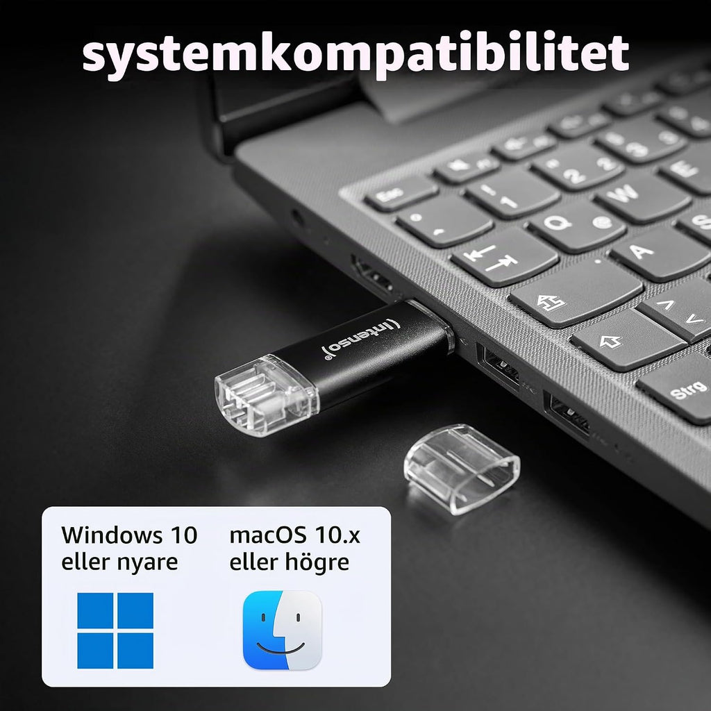 Intenso Twist Line Dual USB-minne 5 x 32 GB – Super Speed USB 3.2 Gen 1 x 1 med upp till 70 MB/s, USB-C och USB-A, antracit