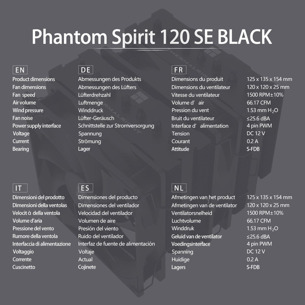 TR-Thermalright Phantom Spirit 120 SE ARGB CPU Kühler, Doppelturm med 7 värmepipor, dubbel TL-C12B V2 PWM-kabel, för AM5/AM4, Intel lga1851/1700/115x/1200,154 mm, hög dator, Kühlung