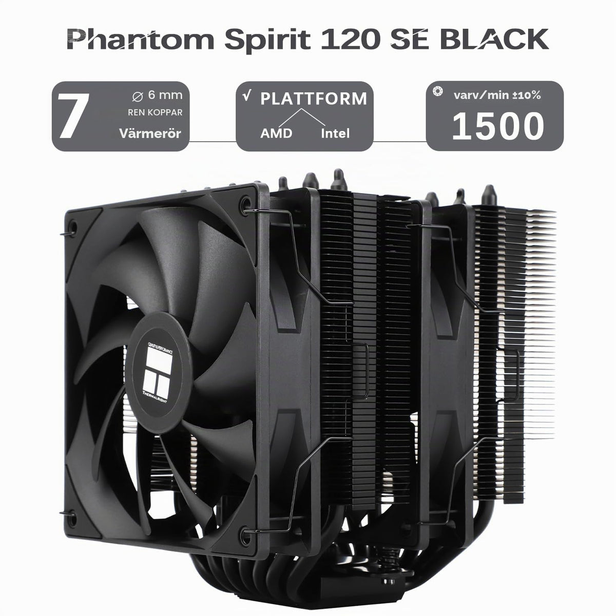 TR-Thermalright Phantom Spirit 120 SE ARGB CPU Kühler, Doppelturm med 7 värmepipor, dubbel TL-C12B V2 PWM-kabel, för AM5/AM4, Intel lga1851/1700/115x/1200,154 mm, hög dator, Kühlung