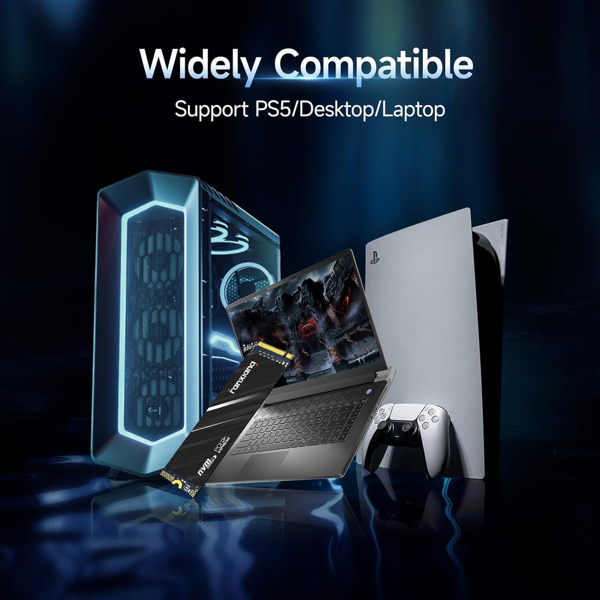 fanxiang 1 TB NVMe PCIe 4X4 M.2 2280 SSD upp till 4800 MB/s 3D NAND SSD kompatibel med PS5 — perfekt för spelare och proffs — S690Q