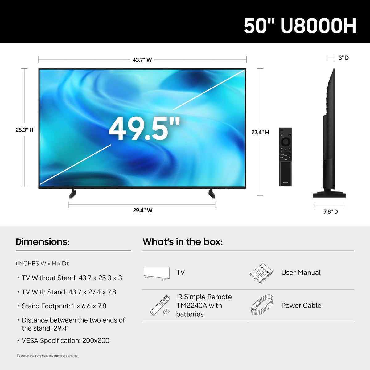 Samsung 65-Inch Class Crystal UHD U8000H Series Samsung Vision AI Smart TV (2026 Model, 65U8000H) Processor 4K, Endless Free Content, Motion Xcelerator, Color Booster, Alexa Built-in
