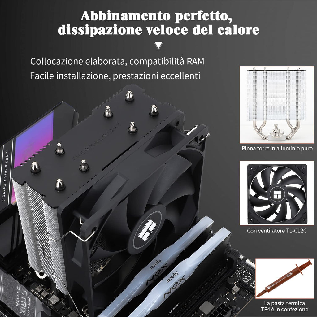Thermalright Assassin X 120 SE CPU-luftkylare, AX120 SE, 4 Heatpipes, TL-C12C PWM tyst fläkt CPU-kylare med S-FDB-lager, för AMD AM4/AM5 Intel 1700/1150/1151/1200