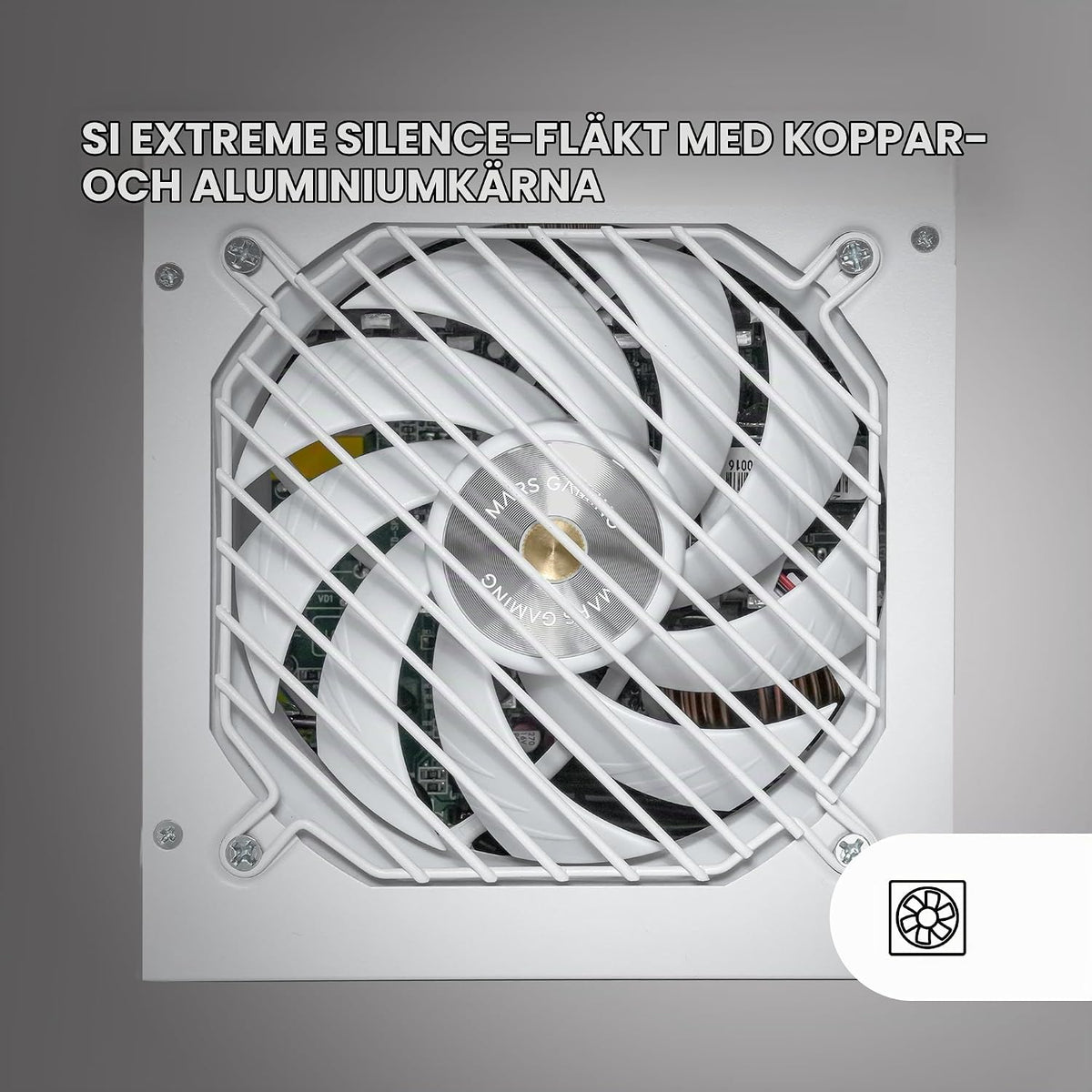 Mars Gaming MPB750SI, ATX Nätaggregat för PC 750W, 7 Års Garanti, 80Plus Bronze 230V, 90% Effektivitet, SI Extreme Silence-fläkt med Kopparkärna, AI2-RPM, DC-DC och SMD-teknologier, Vit