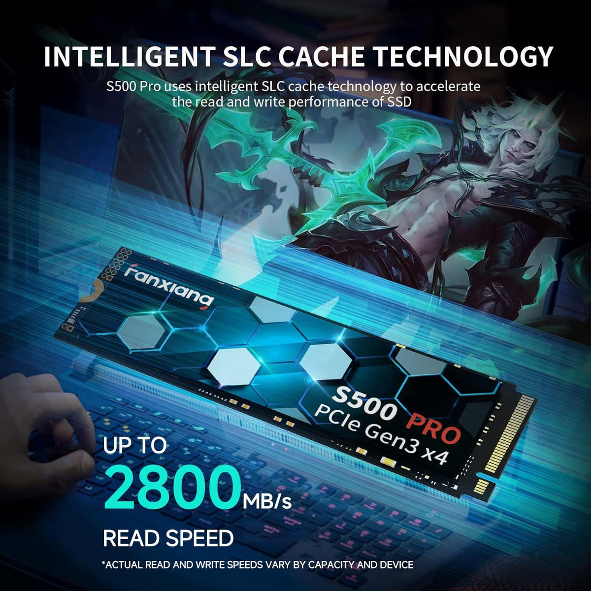 fanxiang 256GB NVMe SSD M.2 PCIe Gen3x4 2280 Intern Solid State Drive, Upp till 2800MB/s, SLC Cache 3D NAND TLC, Graphene Cooling Sticker-S500Pro