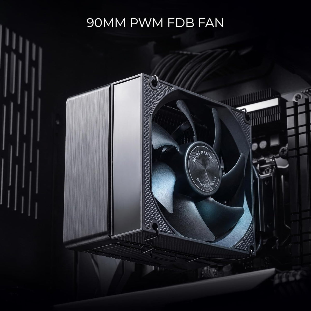Mars Gaming MCPU-XPRO, CPU-Kylare 190W TDP, 3x HCT Heatpipes, Aluminiumkylfläns, 90mm FDB PWM-Fläkt, Kompakt Full Svart Design, Kompatibel med Intel och AMD-Socklar, Svart