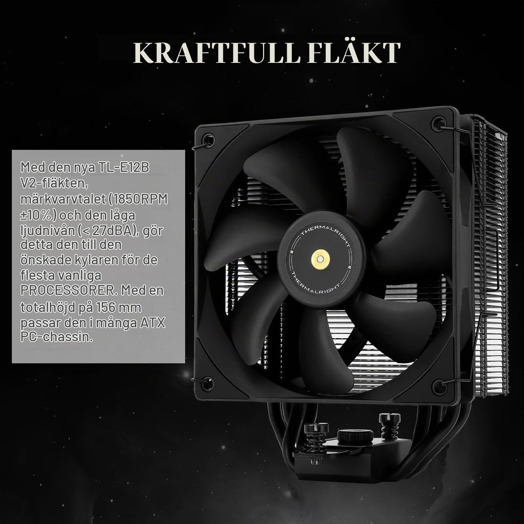 TR Assassin Spirit 120 EVO CPU-kylare, svart 120 mm PWM tyst fläkt, ARGB CPU Air Cooler, AGHP 4:e teknik, stöder Intel lga1700/1150/1151/1200, AMD AM4 AM5, guldkylare