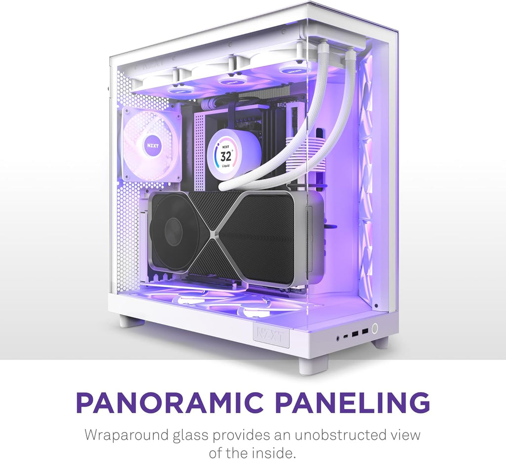 NZXT H6 RGB+ - Kompakt Dubbelkammare ATX PC-chassi - Vit