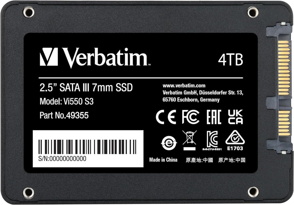 Verbatim Vi560 S3 SSD, intern SSD-enhet med 2 TB datalagring, Solid State Drive med SATA III M.2 2280 och 3D NAND-teknik, svart, perfekt för bärbar dator och Ultrabook
