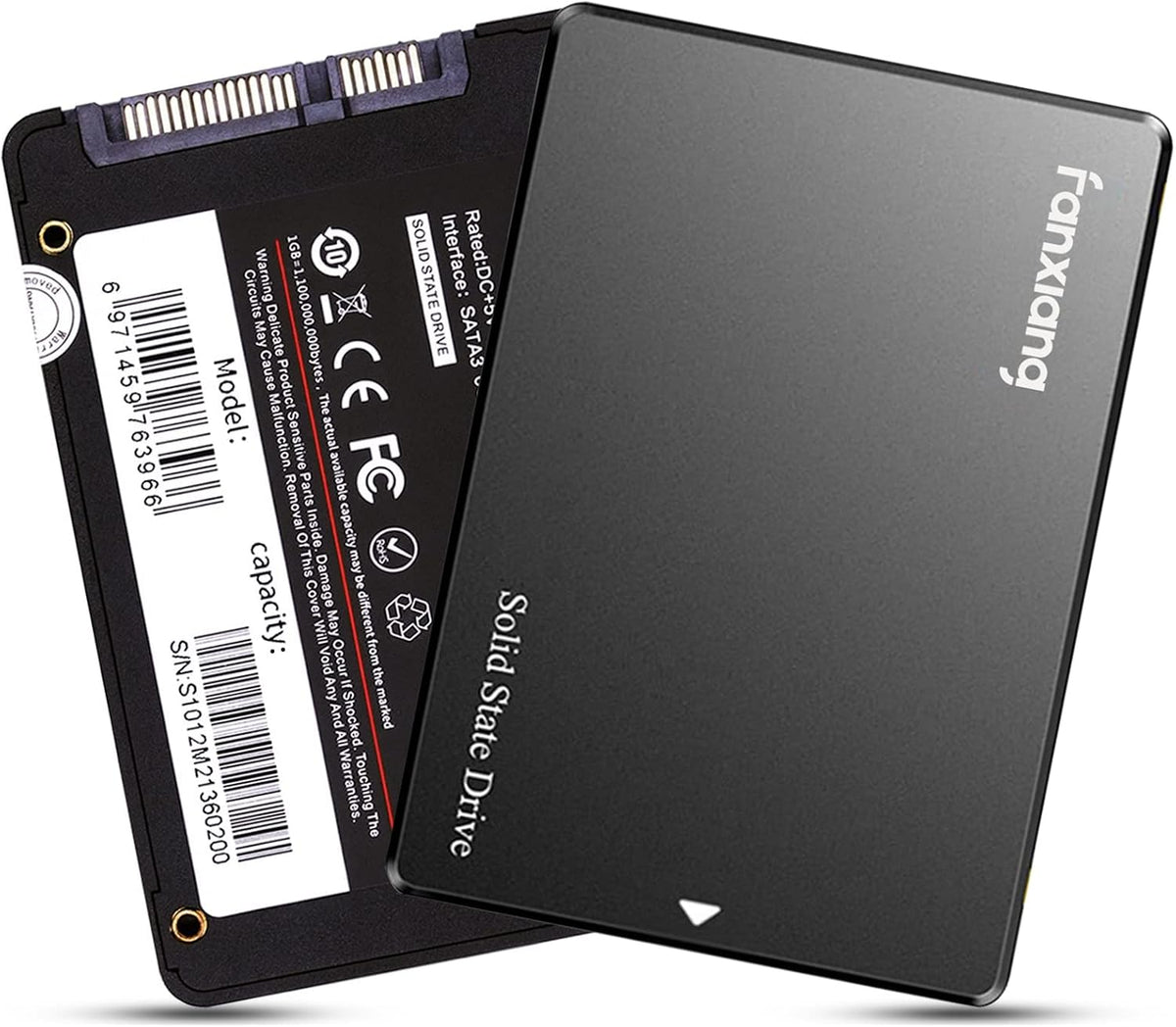Fanxiang S101 1 TB SSD SATA III 6 Gb/s 2,5 tum intern solid state-enhet, läshastighet upp till 550 MB/sek, kompatibel med bärbara datorer och PC stationära datorer (svart)