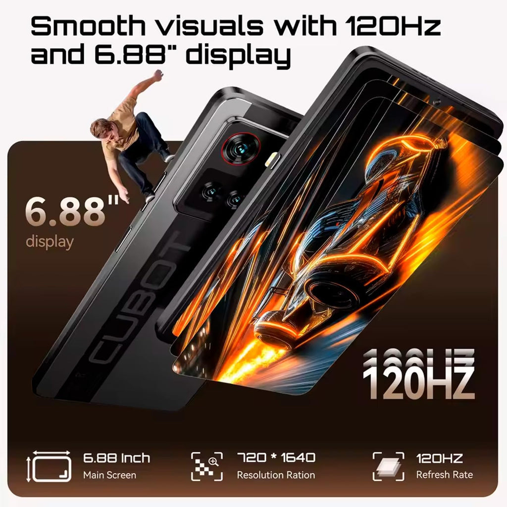 X100 5G - Smartphone 6.88" HD+ 120Hz, 16GB RAM (8GB+8GB Exp.), 256GB ROM, 64MP Kamera, Android 15, Dimensity 7025, Guld