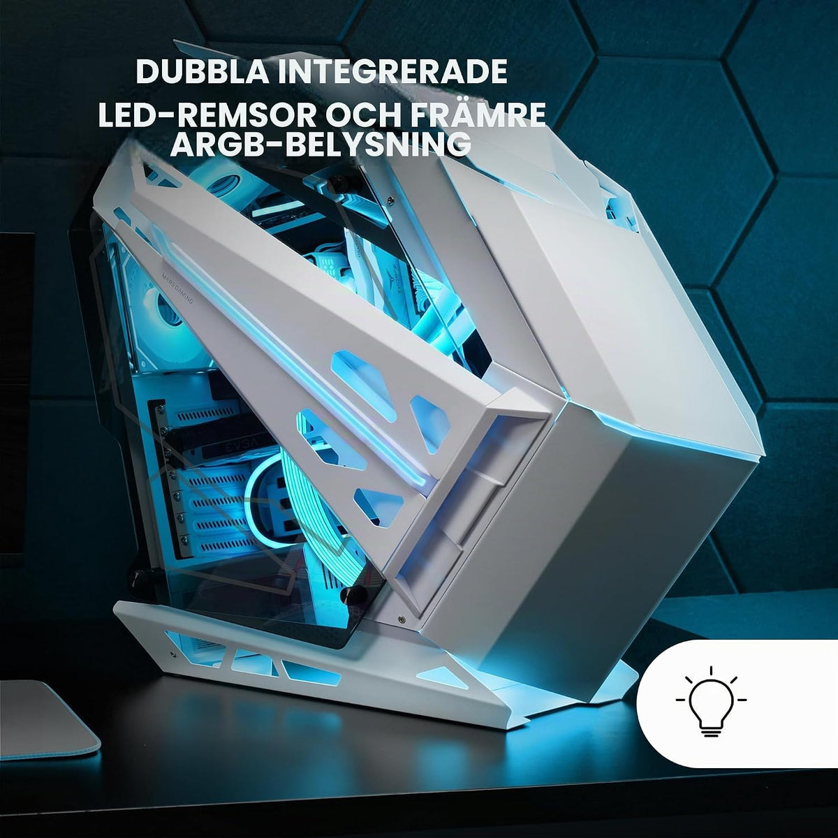 Mars Gaming MC-S1, ultrakompakt Micro-ATX PC-fodral, ARGB frontbelysning 12 lägen, FRGB-fläkt, spelfodral för helsidofönster, stöder vätskekylare upp till 120 mm, rosa