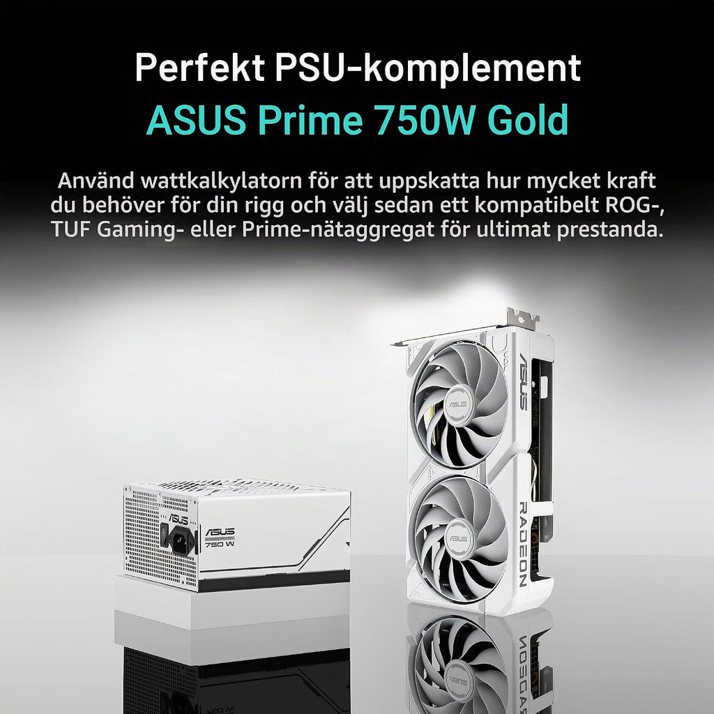 ASUS Dual Radeon RX9060XT 16G GDDR6 vitt spelgrafikkort (AMD Radeon RX9060XT, AMD RDNA 4 arkitektur, 2,5-slot design, DUAL BIOS, PCIe 5.0, 1x HMDI 2.1b, 2X DisplayPort 2.1a, vit)