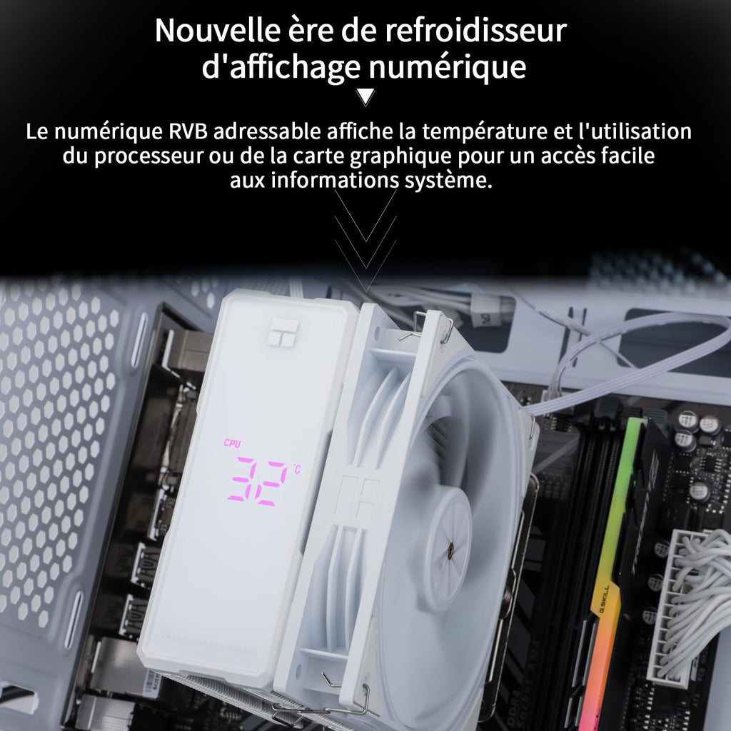 TR Assassin X 120R Digital ARGB kylare för digital skärm, TL-P12-S PWM luftkylare, tyst, stöder AM4/AM5, Intel LGA1851/1700/115X/1200