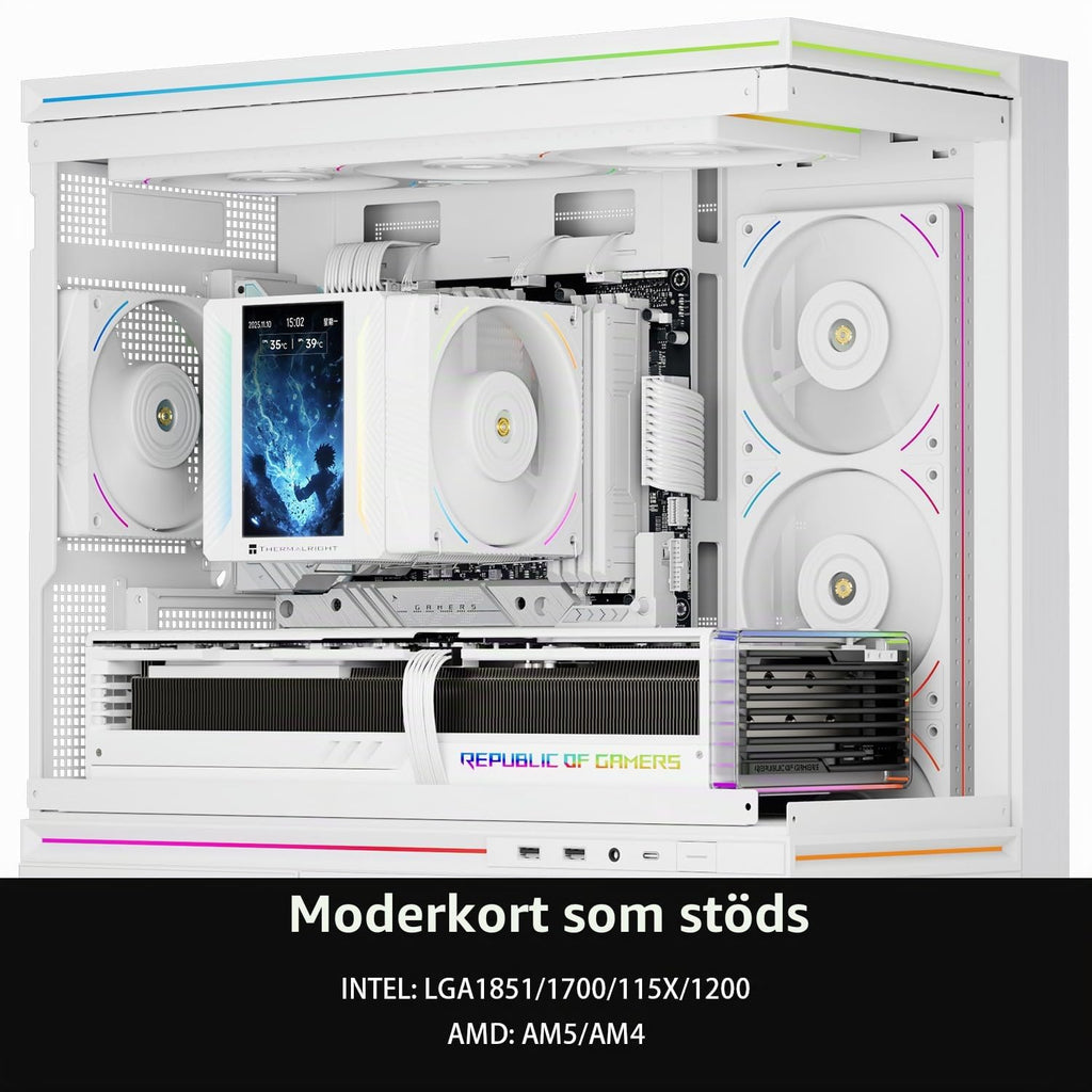 Thermalright Peerless Assassin 120 VISION MAX ARGB Black CPU-kylare, PC-kylare med 6 värmerör, 5-tums magnetisk display, 480 x 854 upplösning, för AM4/AM5 Intel LGA1700/1851