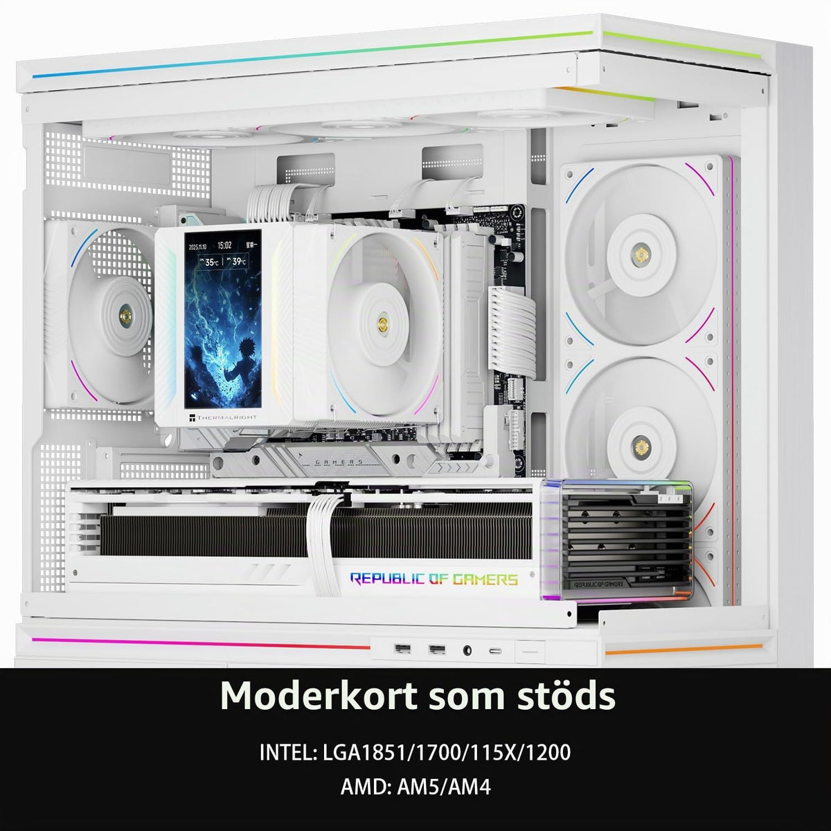 Thermalright Peerless Assassin 120 VISION MAX ARGB Black CPU-kylare, PC-kylare med 6 värmerör, 5-tums magnetisk display, 480 x 854 upplösning, för AM4/AM5 Intel LGA1700/1851