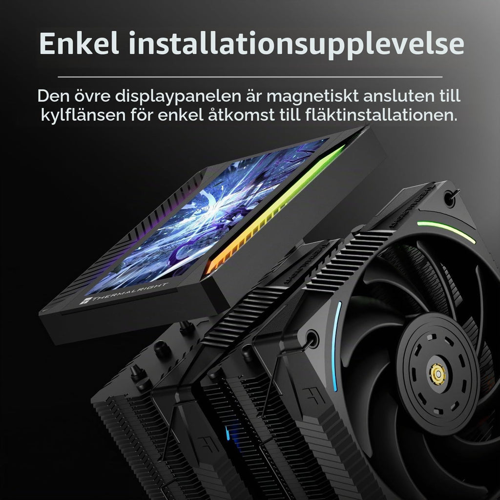 Thermalright Peerless Assassin 120 VISION MAX ARGB Black CPU-kylare, PC-kylare med 6 värmerör, 5-tums magnetisk display, 480 x 854 upplösning, för AM4/AM5 Intel LGA1700/1851