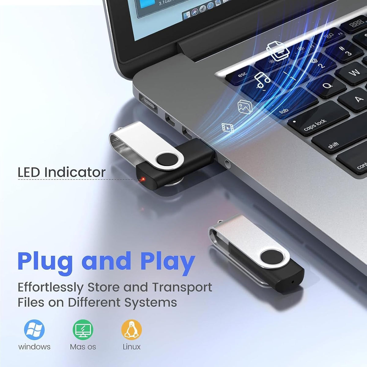 USB-minne 8 GB 10 stycken, ABLAZE mini minne minne vattentät 8 GB USB-sticks metall 10-pack för bärbar dator, dator, TV, bil
