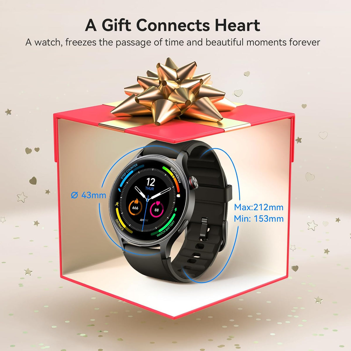 Smart Watch for Men Women, Answer/Make Call, AMOLED Ultra-Clear Screen Activity Trackers with Heart Rate/Sleep/Step Monitor, Smartwatch for iPhone/Samsung/Android, 110+ Sport Modes, 3ATM Waterproof