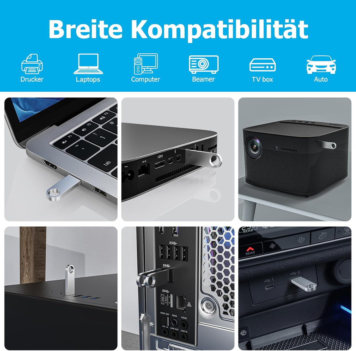 USB-minne 8 GB 10 stycken, ABLAZE mini minne minne vattentät 8 GB USB-sticks metall 10-pack för bärbar dator, dator, TV, bil