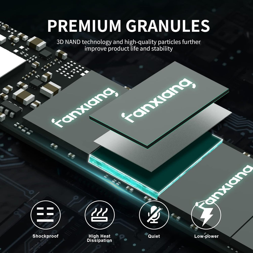 fanxiang 256GB NVMe SSD M.2 PCIe Gen3x4 2280 Intern Solid State Drive, Upp till 2800MB/s, SLC Cache 3D NAND TLC, Graphene Cooling Sticker-S500Pro