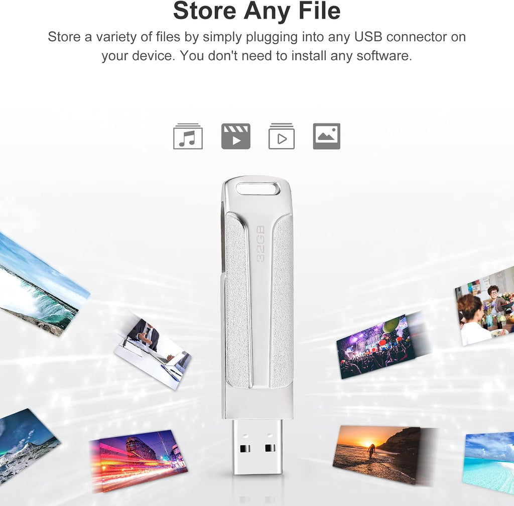 128 GB 2-i-1 USB-minne 128 GB typ-C Pendrive 128GO USB C Flash Drive 128 Giga 2-i-1 OTG Pen 128GO för PC/surfplatta/Laptop/Smartphone med typ C, Xiaomi/Huawei (silver)