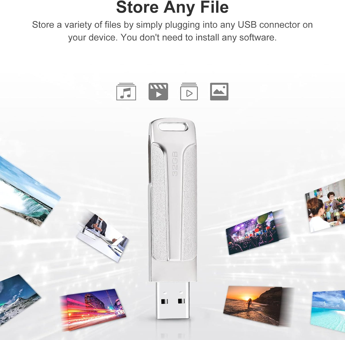 128 GB 2-i-1 USB-minne 128 GB typ-C Pendrive 128GO USB C Flash Drive 128 Giga 2-i-1 OTG Pen 128GO för PC/surfplatta/Laptop/Smartphone med typ C, Xiaomi/Huawei (silver)