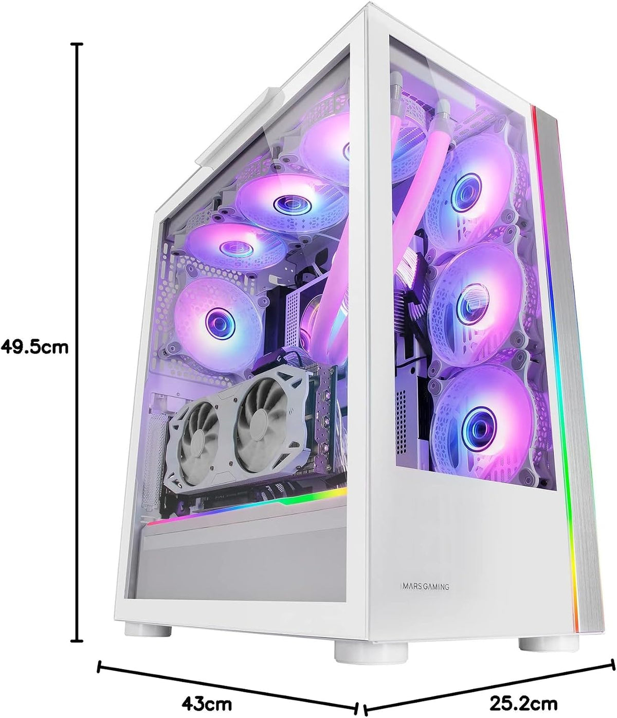 Mars Gaming MC-S1 svart, kompakt Micro-ATX Gaming PC-hölje, ARGB belysning 12 lägen, FRGB-fläkt, Full Side Window, MCS1