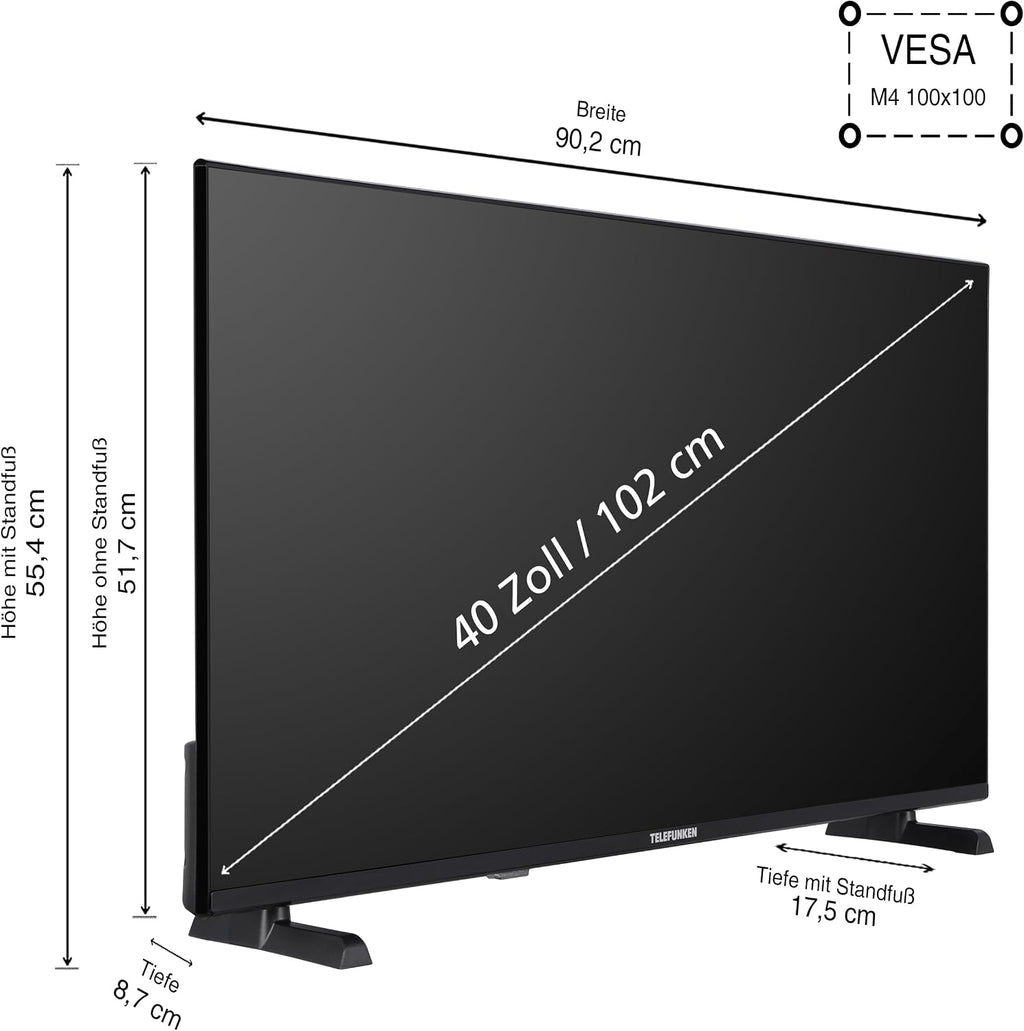 Telefunken QLED VIDAA QU50VP750S Smart TV 50 tum 4K UHD, HDR med Dolby Vision, Dolby Atmos, trippel tuner och 6 månader HD+ ingår, svart