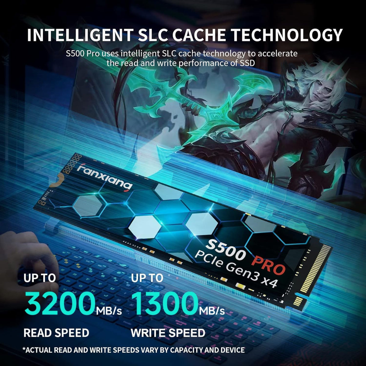 fanxiang 256GB NVMe SSD M.2 PCIe Gen3x4 2280 Intern Solid State Drive, Upp till 2800MB/s, SLC Cache 3D NAND TLC, Graphene Cooling Sticker-S500Pro