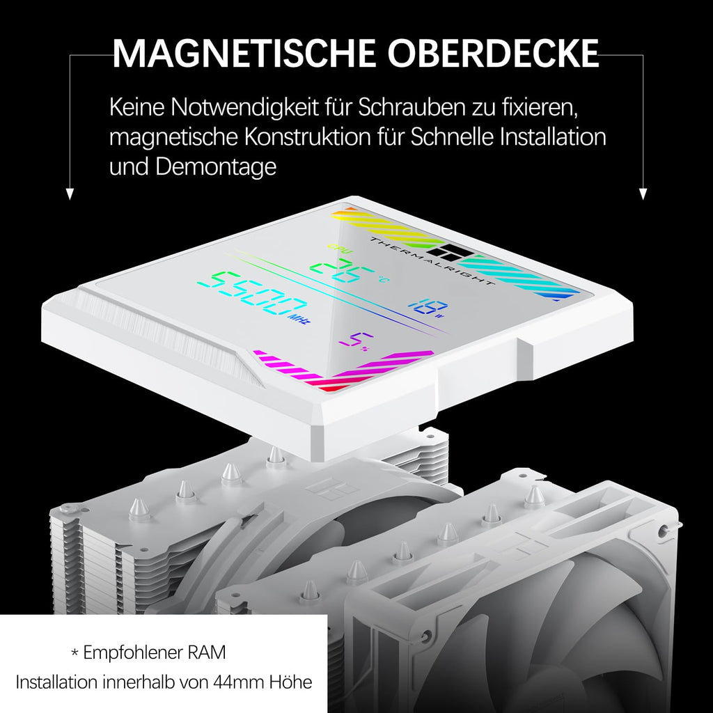TR-Termisk peerless assassassin 140 digital svart CPU-kylare, dubbelt torn med 6 värmerör, dubbla CPU-fläktar 1850 varv/min, övre täckning av den digitala displaykortet magnetisk, för AM5, Intel