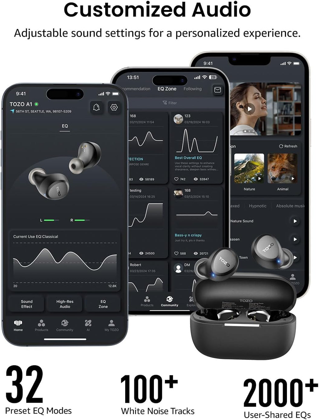 TOZO A1 Wireless Earbuds Bluetooth 5.3 Light Weight in Ear Headphones