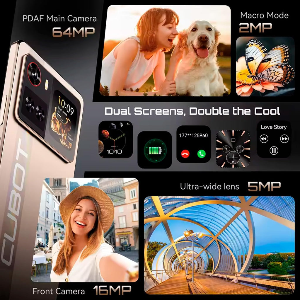 X100 5G - Smartphone 6.88" HD+ 120Hz, 16GB RAM (8GB+8GB Exp.), 256GB ROM, 64MP Kamera, Android 15, Dimensity 7025, Guld