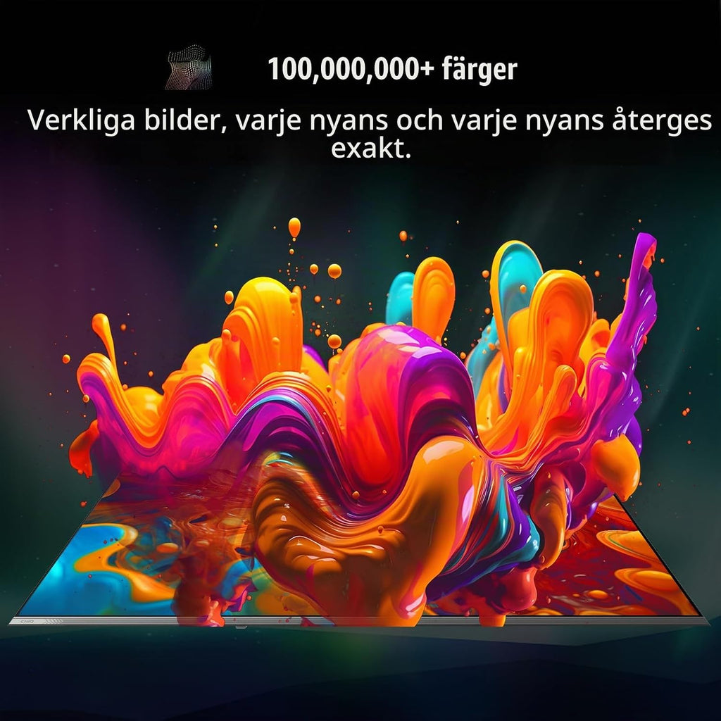 Google QLED 4K UHD CHiQ 50QA10 50" HDR10, VRR och ALLM ultratunn ramlös Dolby Audio Wi-FI dubbelband