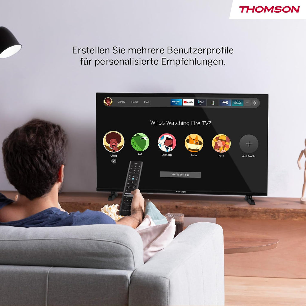 Thomson TV 50 tum (126 cm) 4K UHD Smart Fire TV, Alexa Röststyrning, Trippel tuner (DVB-T/T2/C/S/S2), Dolby Vision, Dolby Atmos, HDR10, HDMI 2.1, WiFi, Bluetooth - 50UF4S35