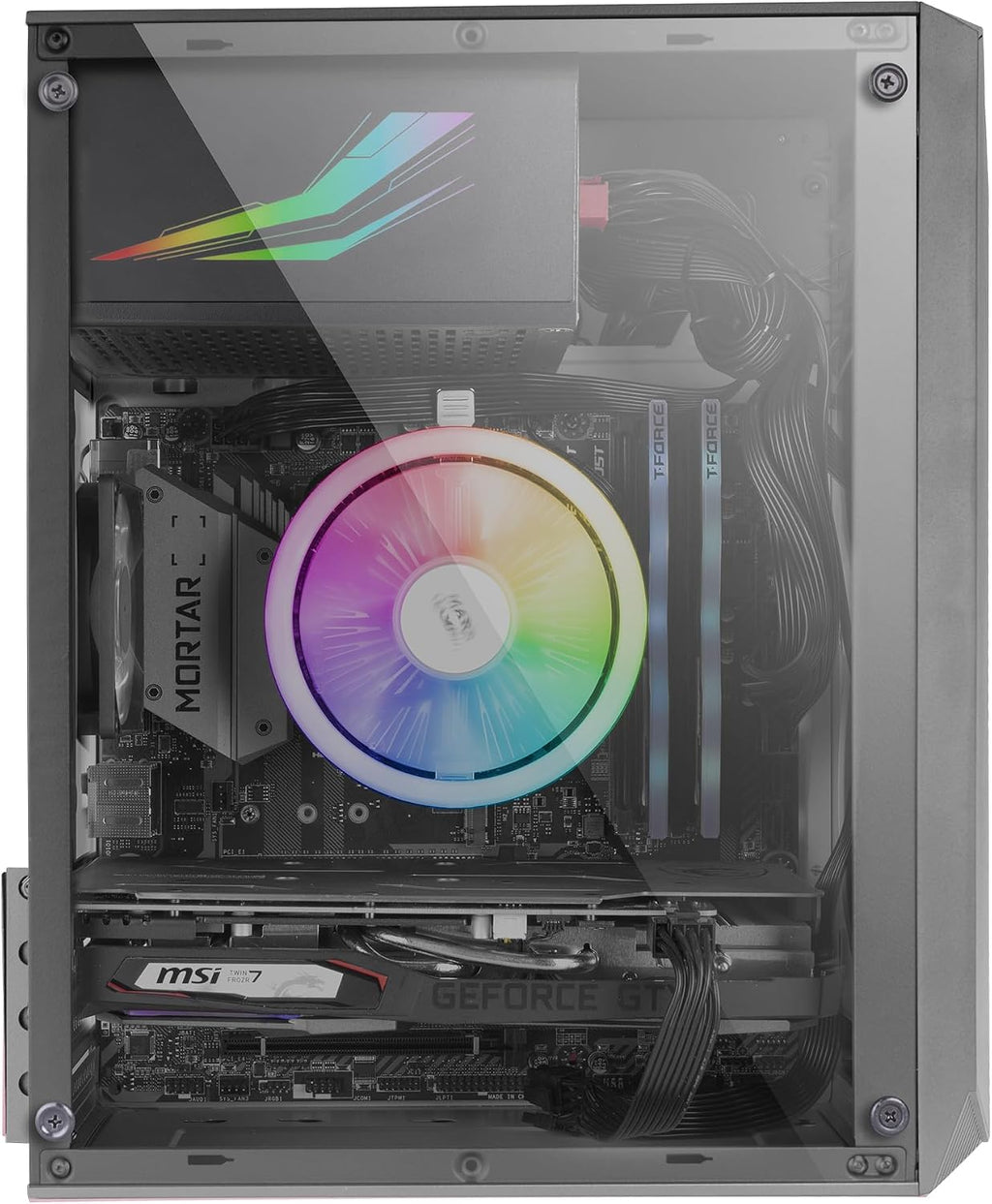 Mars Gaming MC-S1 svart, kompakt Micro-ATX Gaming PC-hölje, ARGB belysning 12 lägen, FRGB-fläkt, Full Side Window, MCS1