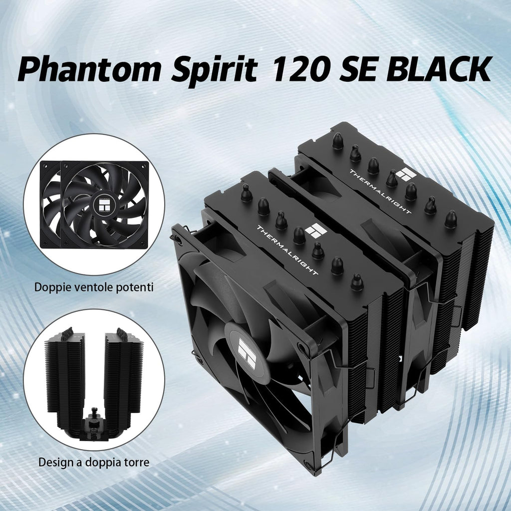 TR Phantom Spirit 120SE CPU-kylare, 7 värmerör, dubbel fläkt TL-C12B V2 PWM, AGHP Technilogy 4.0, för AMD AM4 AM5/Intel 1700/1150/1151/1200