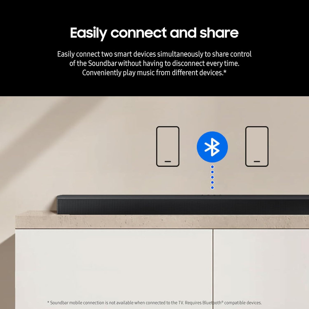 Samsung B-Series Soundbar HW-B550F 2.1 ch DTS Virtual:X Soundbar with Subwoofer (2025 Model) Voice Enhance Mode, Bass Boost, Adaptive Sound