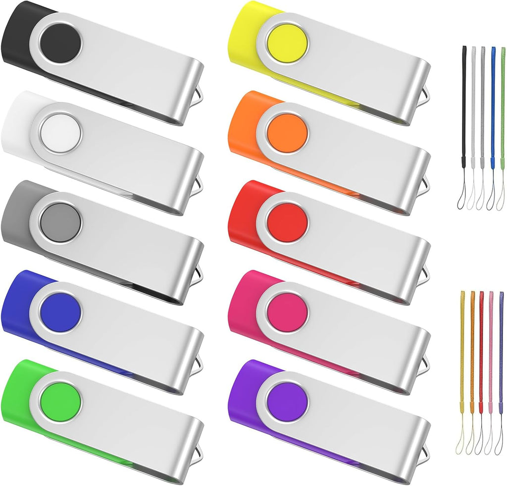 USB-minne 8 GB 10 stycken, ABLAZE mini minne minne vattentät 8 GB USB-sticks metall 10-pack för bärbar dator, dator, TV, bil
