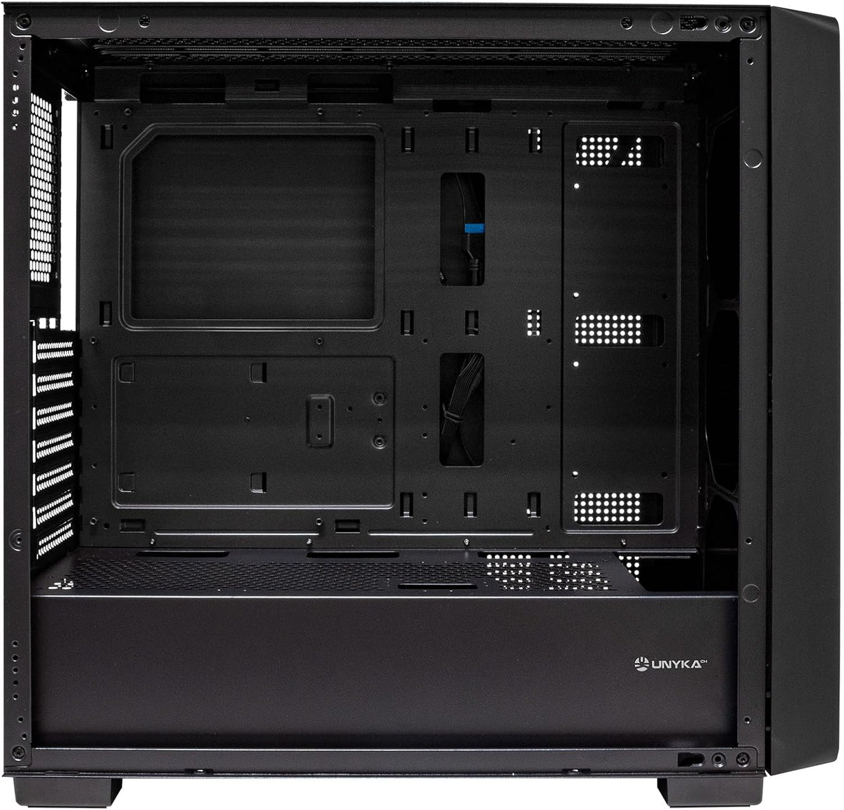 UNYKAch Revelat Madeira Black ATX-fodral med härdat glassida, lämpligt för kort upp till 425 mm och vätskekylning upp till 360 mm